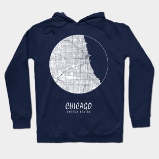 Chicago, USA City Map - Full Moon Hoodie